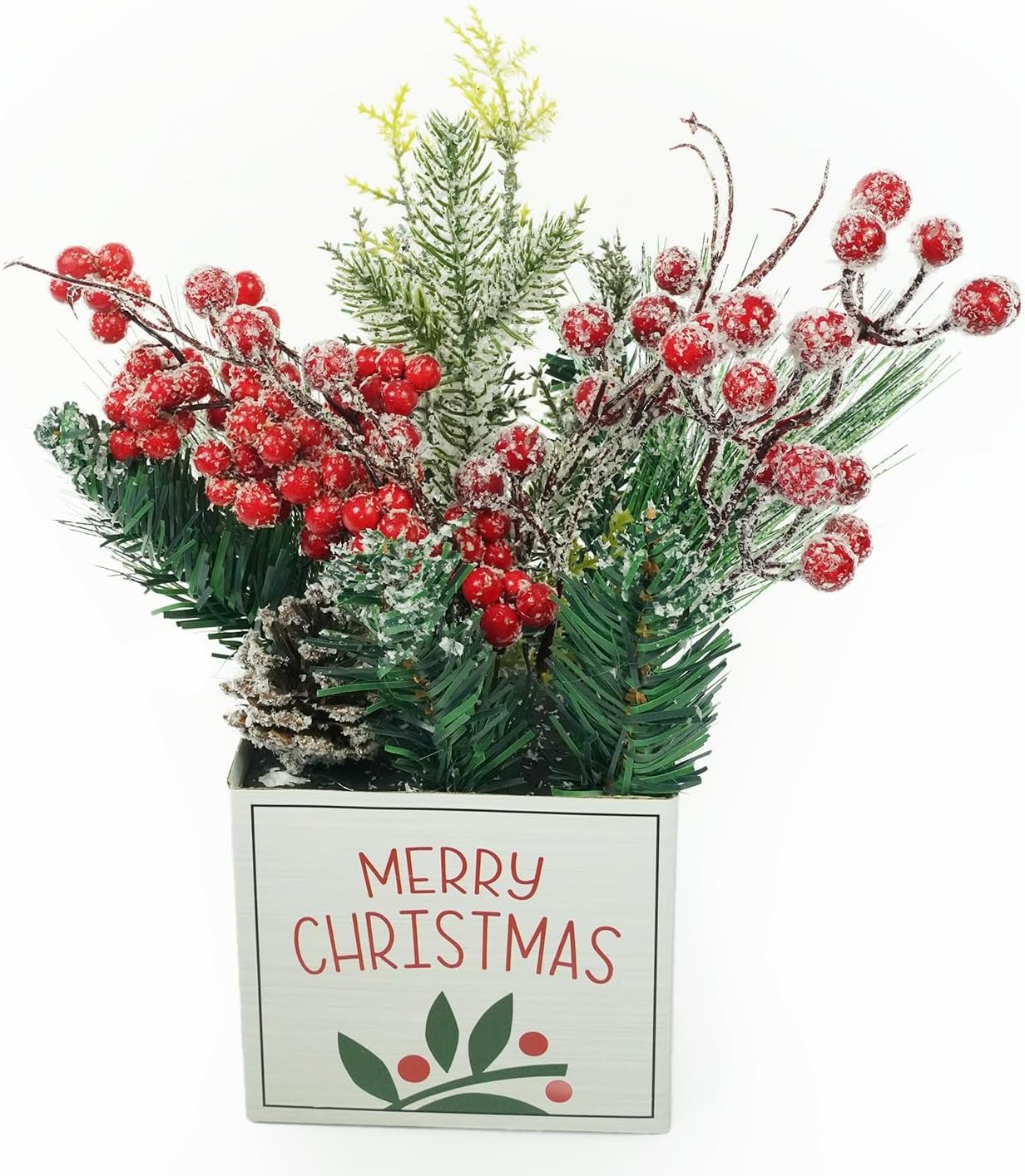 iPEGTOP Christmas Tree Greenery Tabletop Decorations, 11.4