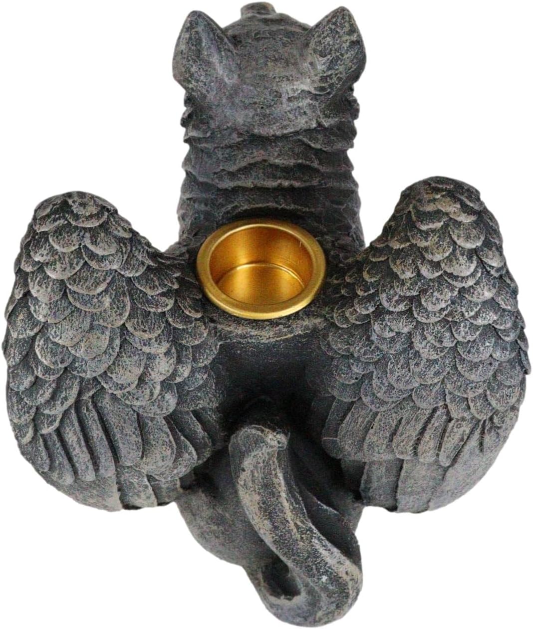 Ebros Sitting Gothic Angel Winged Wolf Candle Holder Statue Denizen Of The Twilight Werewolves Direwolf Fantasy Decor Sculpture For Halloween Underworld Macabre Mystic Decorative Candleholder Figurine