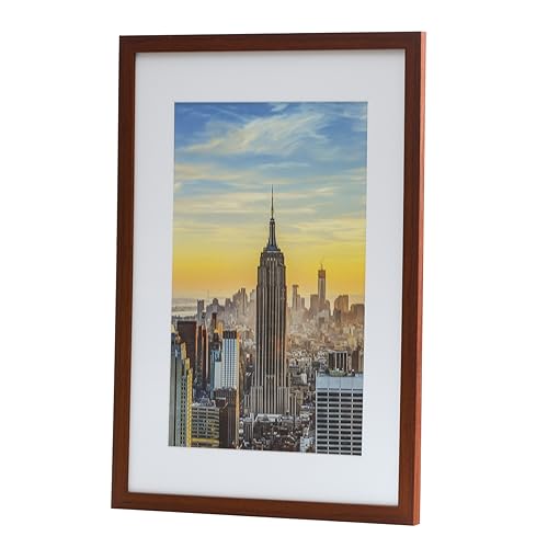 Frame Amo 16x22 Black Picture Frame with 11.5x17.5 White Mat Opening for 12x18 Image, 1 Inch Border, Acrylic Face