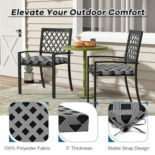 Basic Beyond Outdoor Chair Cushions for Patio Furniture, Waterproof Outdoor Cushions, Round Corner Patio Chair Cushions Set of 4 with Ties, 17