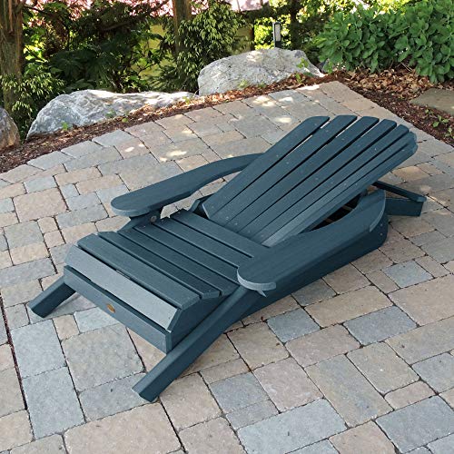 Highwood Hamilton Folding and Reclining Adirondack Chairs, 2-Piece Set, Coastal Teak