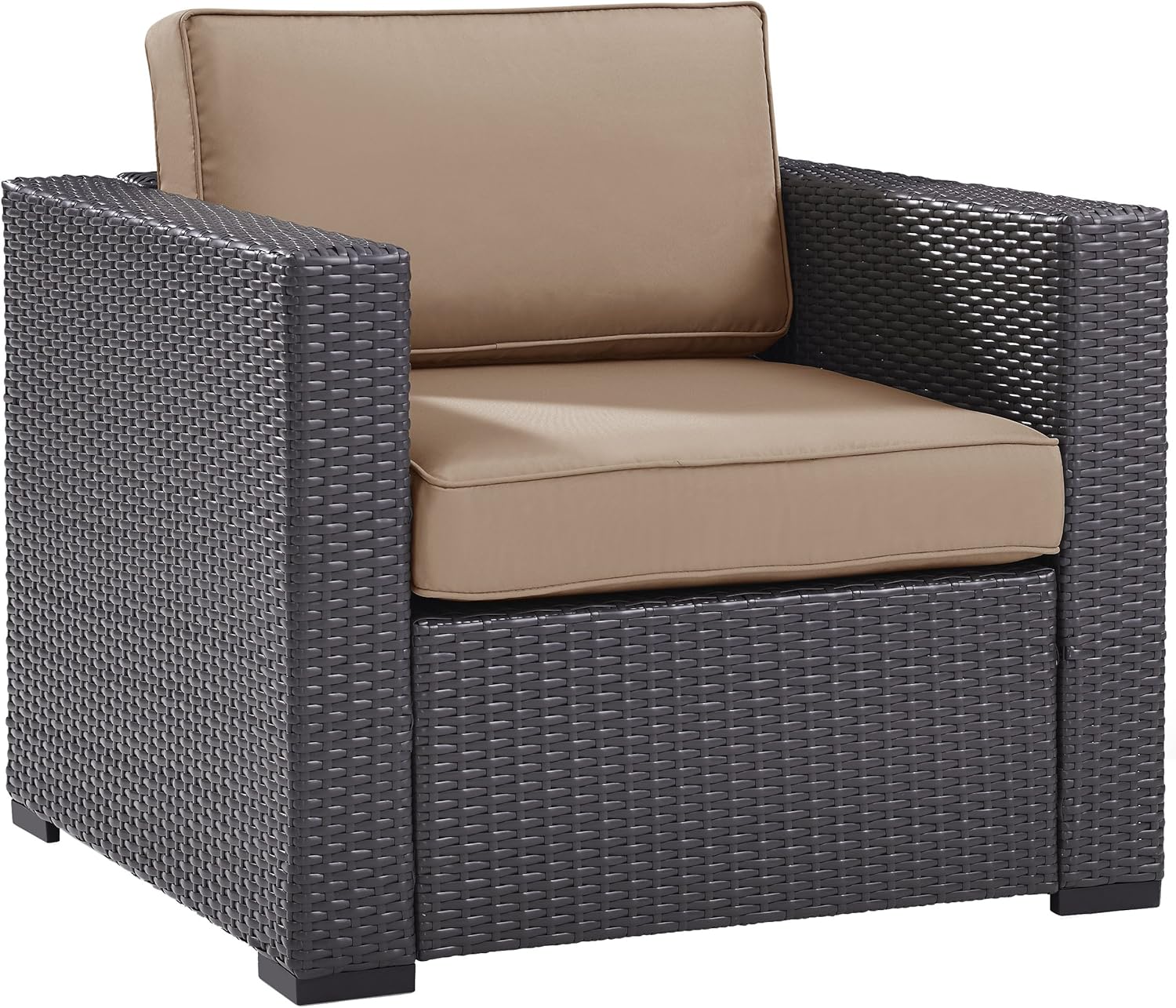 Crosley Furniture KO70103BR-MO Biscayne 2 Piece Outdoor Wicker Conversation Set with Mocha Cushions, Brown