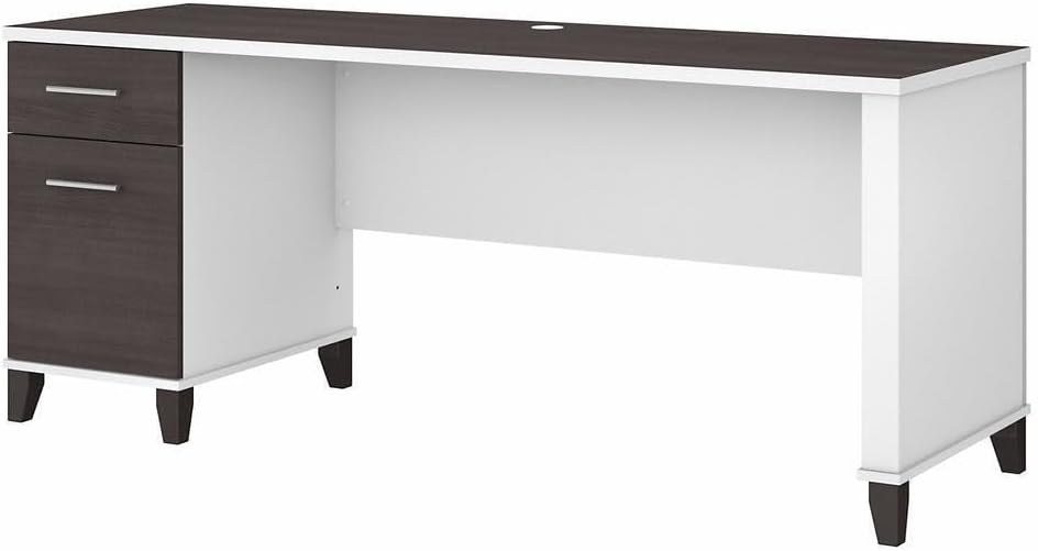 for Bush Furniture Somerset 72W Office Desk with Drawers, Storm Gray/White