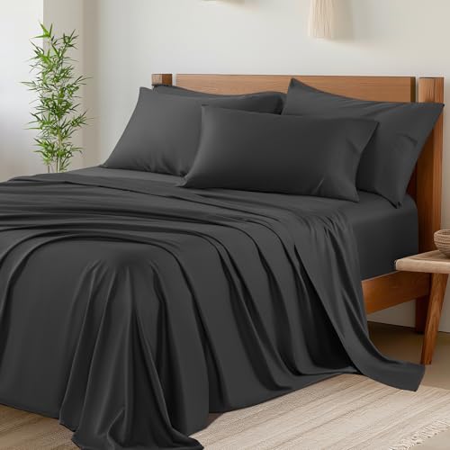 Shilucheng Queen Size Sheet Set - Breathable & Cooling Bed Sheets - Soft 1800 Thread Count Microfiber Hotel Sheets - Comfy Bedding 16 Inch Deep Pockets & Easy Fit - 4 Piece (Queen, Grey)