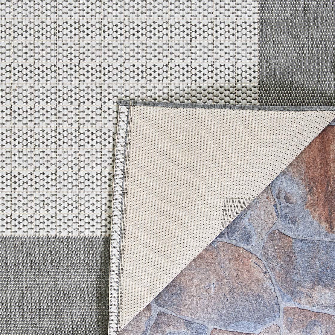 Couristan 1005/3012 Recife Checkered Field/Grey-White 5-Feet 3-Inch by 7-Feet 6-Inch Rug