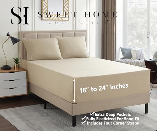 Queen Size Bed Sheets - Breathable Luxury Sheets with Full Elastic & Secure Corner Straps Built In - 1800 Supreme Collection Extra Soft Deep Pocket Bedding Set, Sheet Set, Queen, Gray