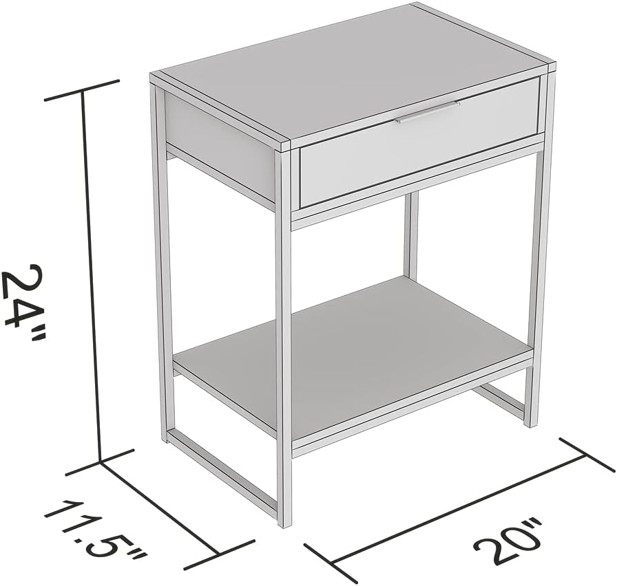 Safdie & Co. Dark Taupe 1 Drawer 1 Shelf Black Metal Accent Table, Beige
