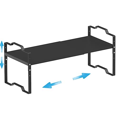 Expandable shelf Spice Rack Organizer, Stackable Storage Shelf for Kitchen Cabinet Organizer,Counter,Cosmetic, Cupboard,Pantry and more. Save your space(1Pack/Black/Medium)