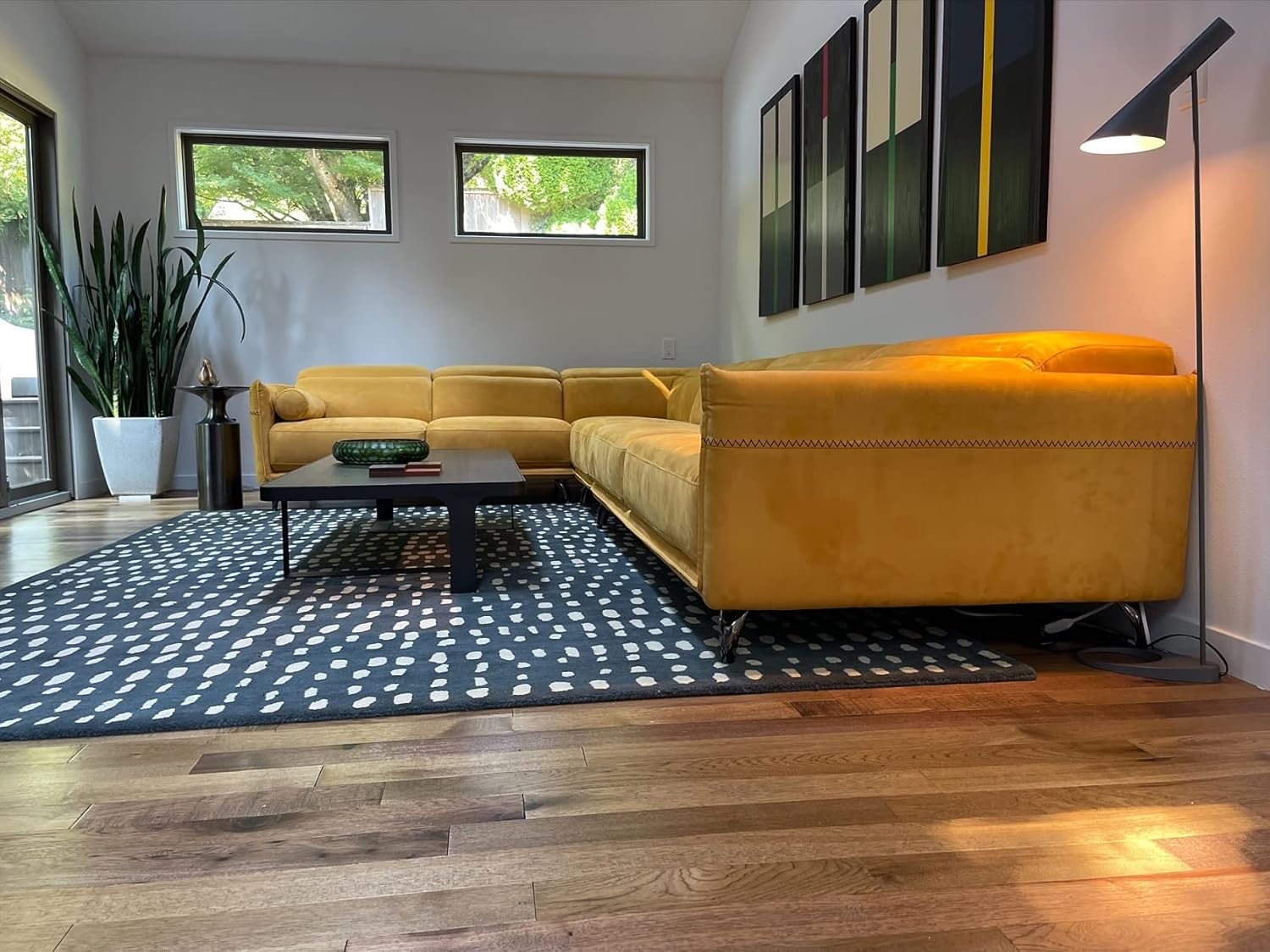 Stendmar Modern Yellow Microfiber Fabric Sectional Sofa S670B