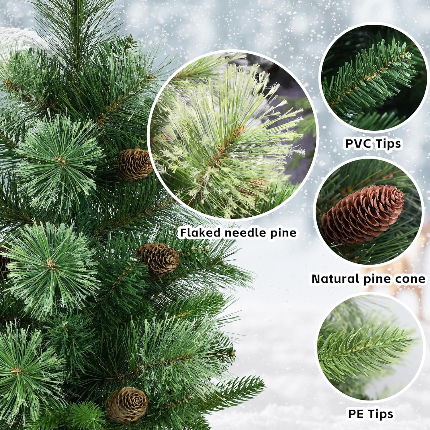 24 inch Tabletop Christmas Tree, 2ft Mini Artificial Christmas Tree for Holiday Indoor Home Christmas DIY Decoration, Small Pine Xmas Tree with Pine cones