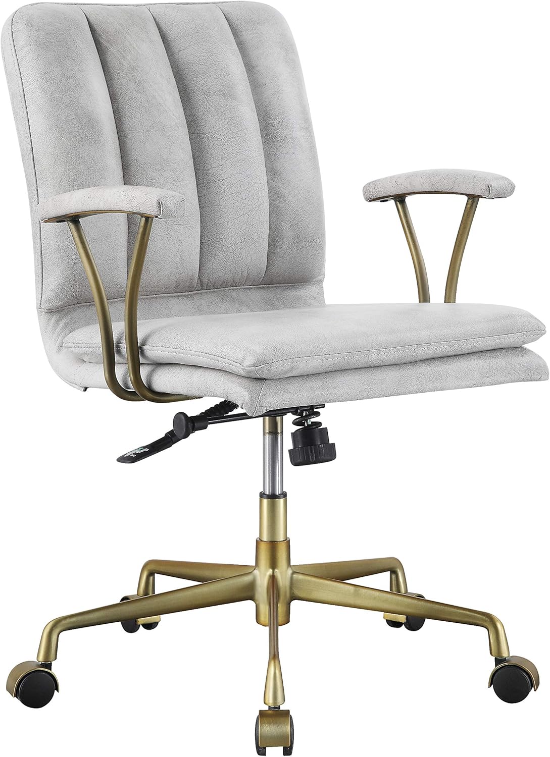 Acme Damir Office Chair in Vintage White Top Grain Leather and Chrome