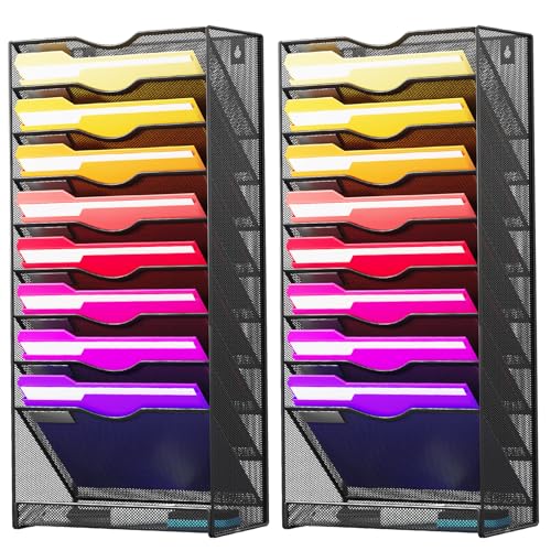 10-Tier Hanging Wall File Organizer Wall Mounted File Holder Document Wall Organizer for Office Organization and School Storage