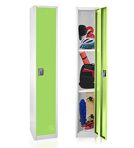 AdirOffice Large Steel Metal Storage School Locker - Single Tier Free Standing Storage Compartment - Secure Colorful Spacious Organizer Perfect for Academic and Commercial Use (Black)