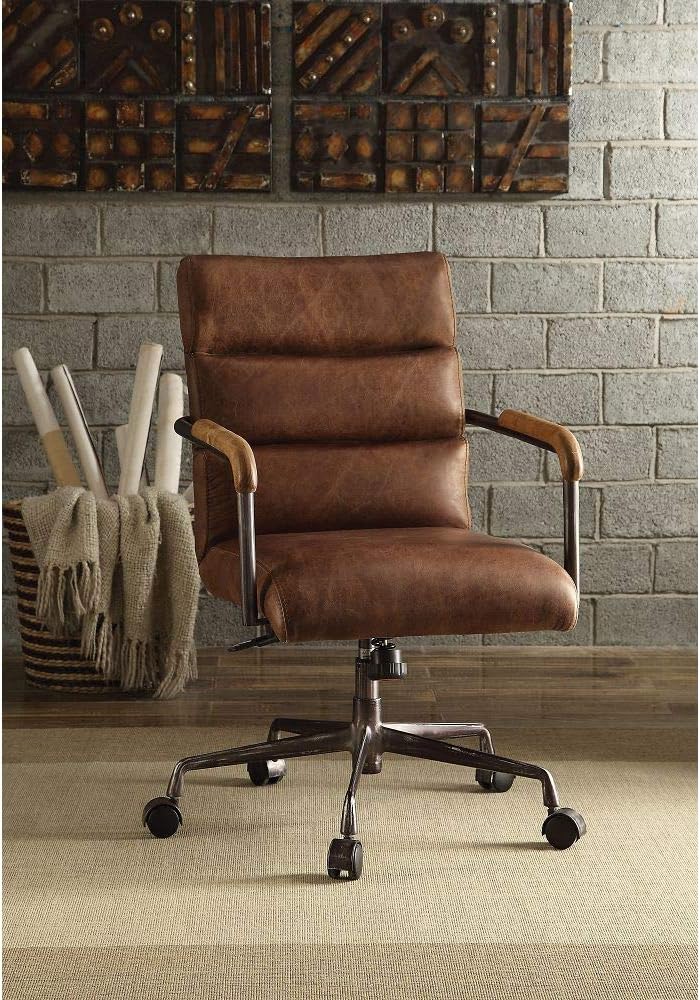 Acme Harith Office Chair in Retro Brown Top Grain Leather 92414