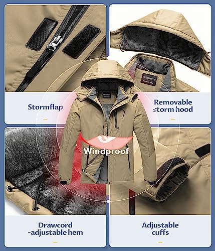 CREATMO US Men's Mountain Waterproof Ski Jacket Snowboard Jacket Windproof Snowboarding Jacket Warm Winter Coat Raincoat