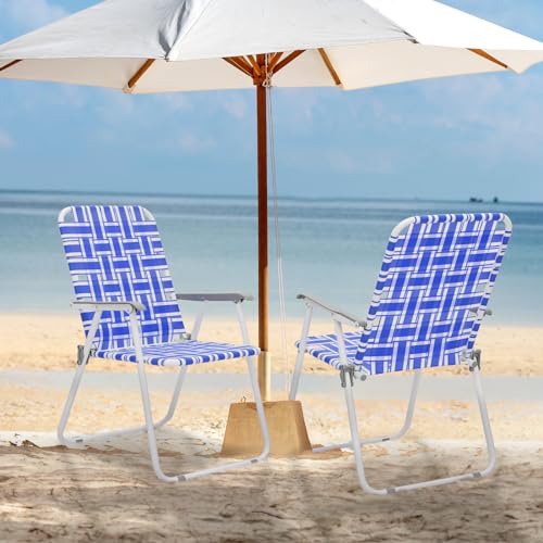 MoNiBloom Folding Lawn Beach Chair for Adults Portable Lightweight Heavy-Duty Steel Frame Lounge Camping Chairs for Patio Yard Garden Backyard Outdoor (Blue, 2-Pack)