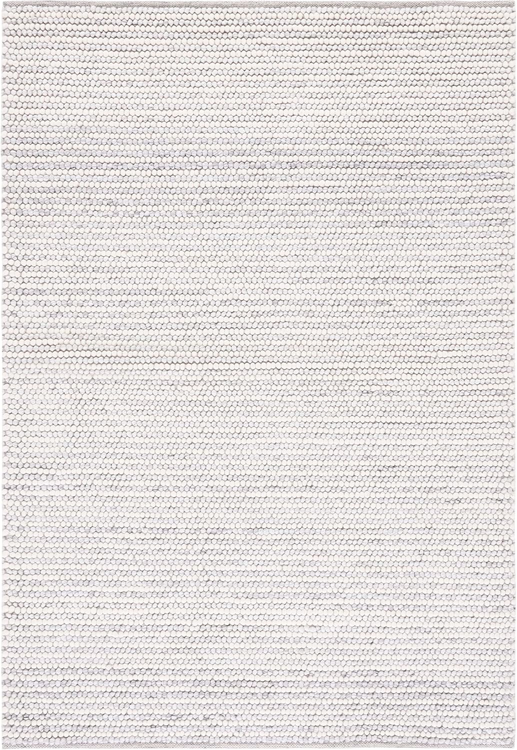 SAFAVIEH Natura Collection Area Rug - 9' x 12', Ivory & Light Grey, Handmade Farmhouse Boho Wool, Ideal for High Traffic Areas in Living Room, Bedroom (NAT220G)