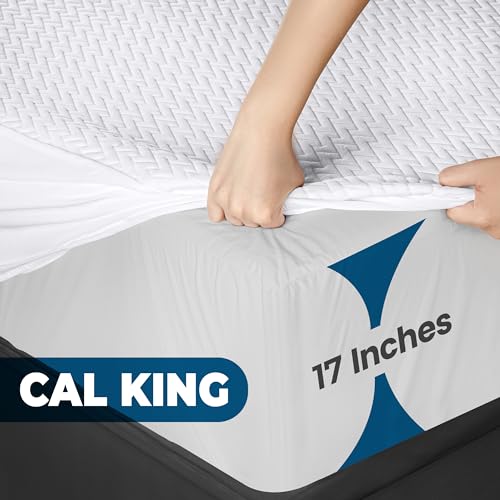 Utopia Bedding Waterproof Mattress Protector Queen Size, Viscose Made from Bamboo Mattress Cover, Fits 17 Inches Deep, Breathable, Fitted Style with Stretchable Pockets