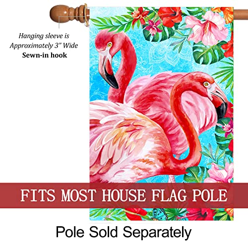 Texupday Flamingo Tropical Floral Flower Decoration Summer Seaside Holiday House Flag Beach Coastal Outdoor Yard Banner 28