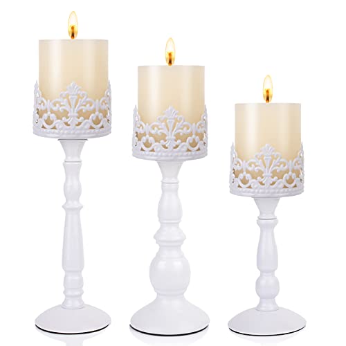 Candle Holders for Pillar Candles Set of 3 Gold Vintage Tall Candle Holders Decorative Large Table Centerpieces Candle Stand Decor