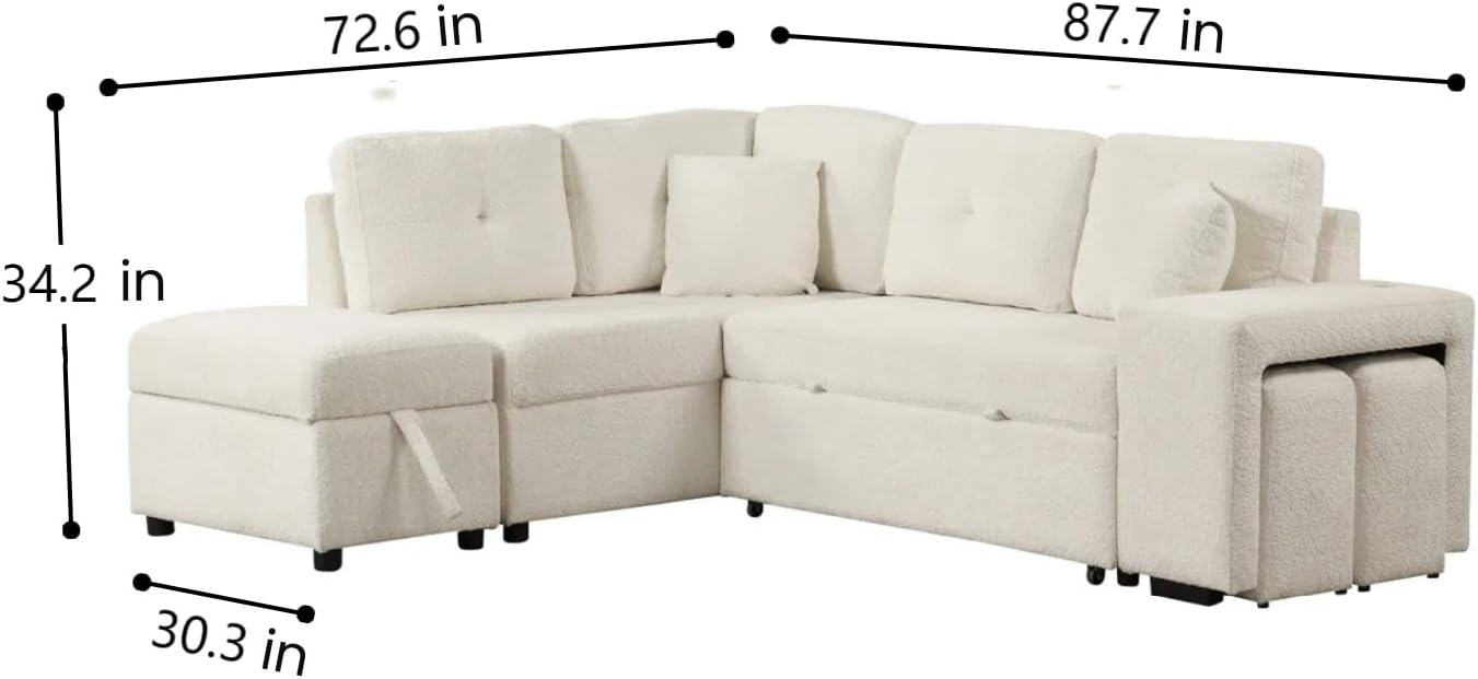 Convertible Sectional Couch for Living Room Sofa, 87.7