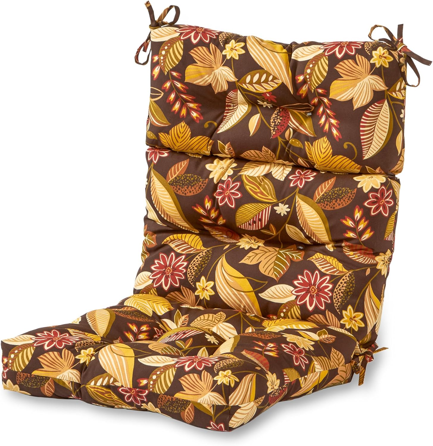 Greendale Home Fashions Outdoor 44 x 22-inch High Back Chair Cushion, Set of 1, Russet Floral