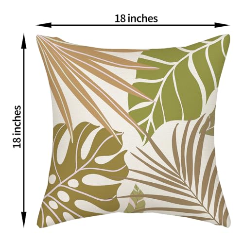 Tropical Pillow Covers 18x18 Navy Blue Aqua Teal Cyan Palm Leaves Plant Throw Pillows for Couch Summer Leaf Pillowcase Outdoor Decorative Cushion Case for Sofa Bed Decorations Set of 2