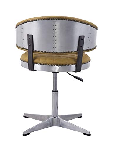 Acme Brancaster Adjustable Chair in Turmeric Top Grain Leather and Chrome