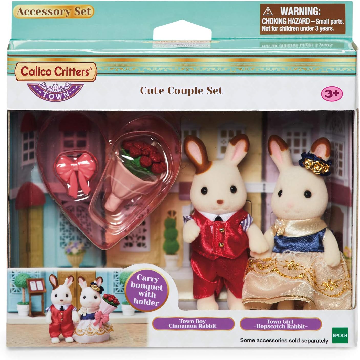 Calico Critters Town Series Cute Couple Set, Set of 2 Collectible Doll Figures with Fashion and Floral Accessories
