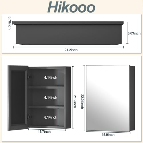 Farmhouse Cream Bathroom Medicine Cabinet with Mirror, Square Rectangle Single Door Recessed or Surface Wall Mounted Aluminum Bathroom Medicine Cabinet, Modern Vanity Mirror 16