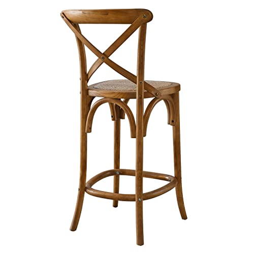 Modway Gear X-Back Wood Bar Stool in White