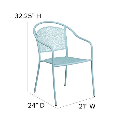 EMMA + OLIVER 5 Pack Black Indoor-Outdoor Steel Patio Arm Chair with Round Back - Café Chair