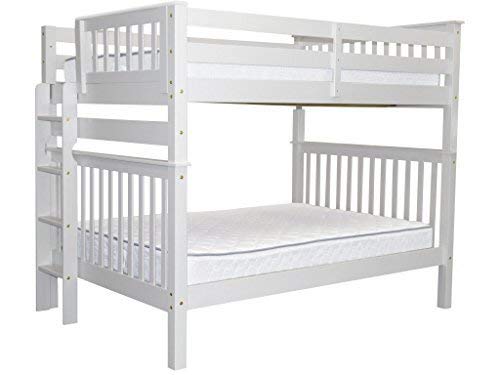 Bedz King Bunk Beds Full over Full Mission Style with End Ladder, Gray