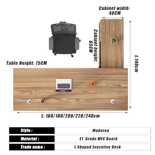 L Shape Executive Desk with 55