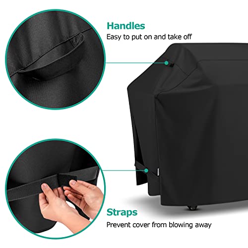 SunPatio Grill Cover 55 Inch, Outdoor Heavy Duty Waterproof Barbecue Gas Cover, UV & Fade Resistant, All Weather Protection Compatible for Weber Charbroil Nexgrill Kenmore Grills and More, Black
