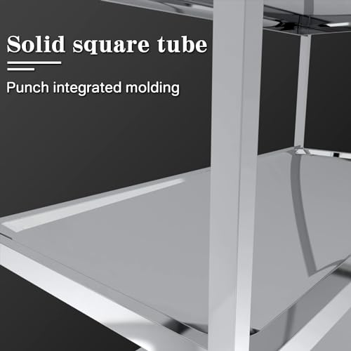 DULONG 3-Tier Utility Cart with Wheels Kitchen Island Stainless Steel Trolley Serving Cart 300 lbs Capacity Catering Storage Shelf with Locking Wheels for Hotel Restaurant Home Use(L33.5xW17.7xH35.4)
