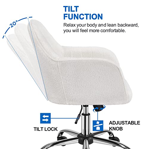 Topeakmart Home Office Chair Adjustable Upholstered Desk Chair Modern Mid Back Chairs Tufted Velvet Fabric Computer Desk Chair Swivel Adjustable Accen Task Chair Computer Desk Stools Gray