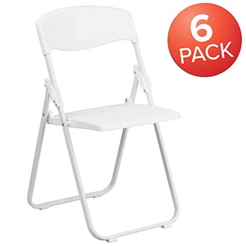 Flash Furniture HERCULES Series 500 lb. Capacity Heavy Duty White Plastic Folding Chair with Built-in Ganging Brackets