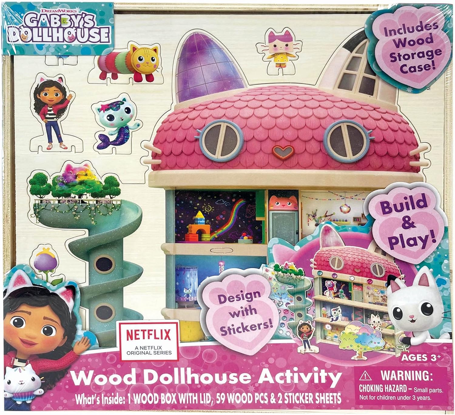 Tara Toys DreamWorks Gabby's Dollhouse Wood Dollhouse Activity - Toddler Building Puzzles for Girls - Wooden Toy Set Games for Kids Ages 3 and Up