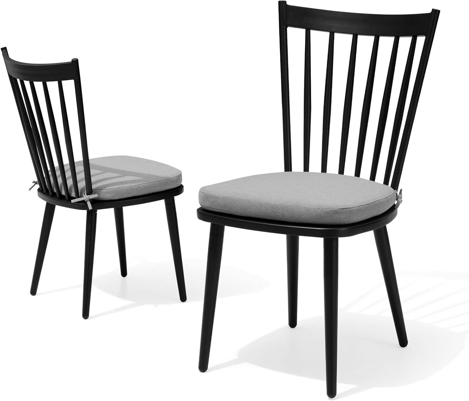 Pellebant Aluminum Outdoor Dining Chair Set of 2, High Back Armless Patio Chair with Cushions, All Weather for Patio, Garden, Lawn, Deck, Porch and Yard, Black