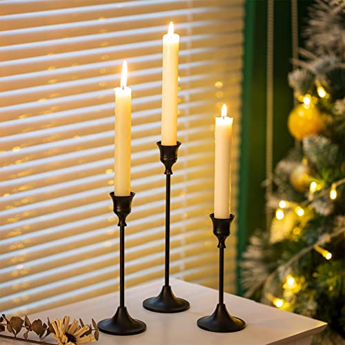Sziqiqi Gold Candlesticks Holder for Table Centerpiece - Set of 3 Taper Candlestick Holders Brass Metal Candle Stick Holders for Wedding Dining Table Fireplace Mantel Party