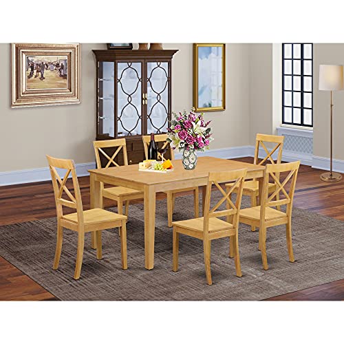 East West Furniture CABO6-LWH-LC Capri 6 Piece Set Contains a Rectangle Wooden Table and 4 Faux Leather Dining Room Chairs with a Bench, 36x60 Inch