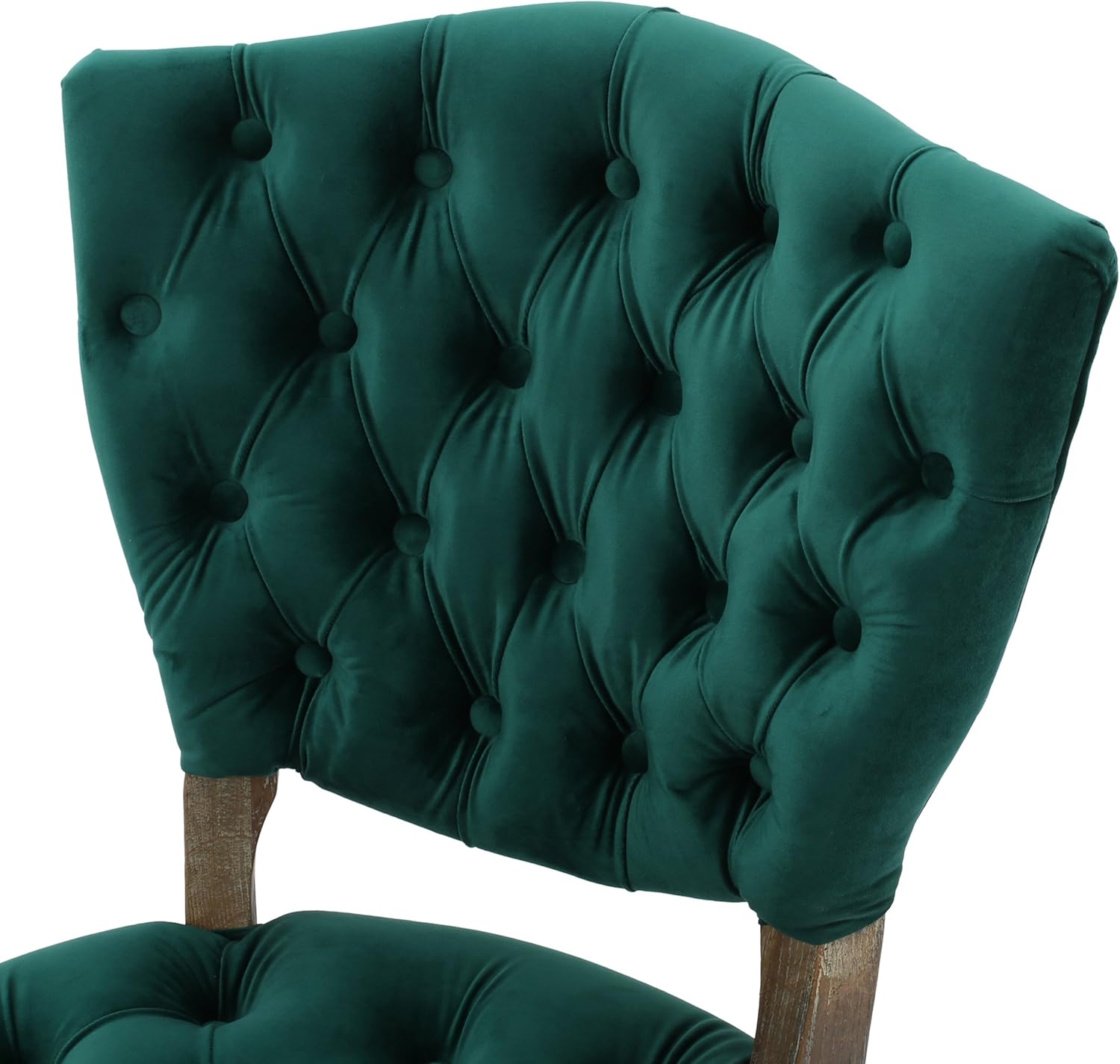Christopher Knight Home Bates Tufted Velvet Fabric Dining Chairs, 2-Pcs Set, Dark Green