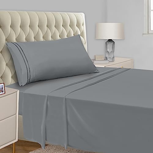 Mejoroom Queen Sheet Set - Hotel Luxury 1800 Bedding Sheets & Pillowcases - Deep Pocket Fitted Sheet, Hypoallergenic, Wrinkle& Breathable, Fade Resistant - 4 Piece (Queen,White)