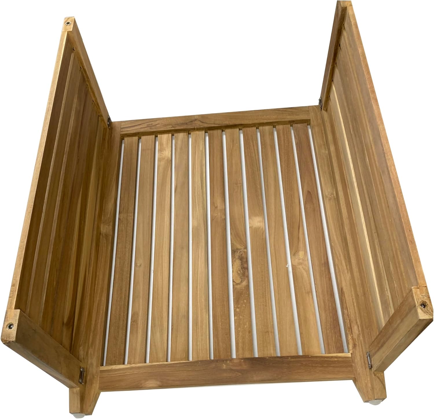 Genuine Teak Spa Style Hamper, Top Load Double Hinged Lid