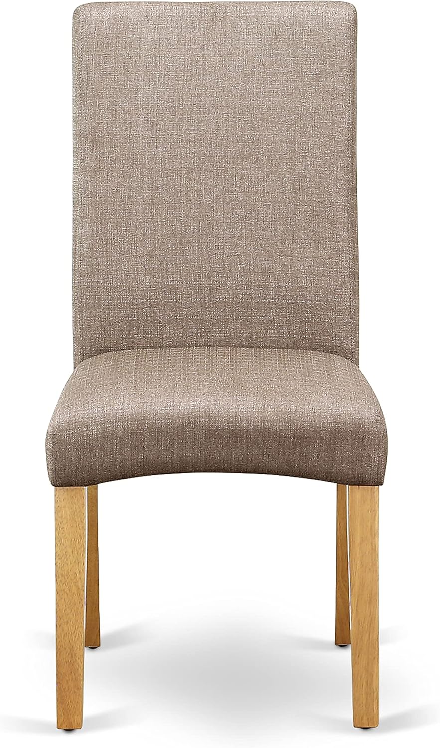 East West Furniture Antique 5 Piece Dining Set Includes a Round Kitchen Table with Pedestal and 4 Dark Khaki Linen Fabric Upholstered Parson Chairs, 36x36 Inch, Oak