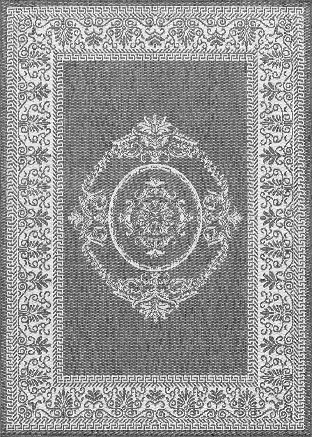 Couristan 1078/3012 Recife Antique Medallion/Grey-White 3-Feet 9-Inch by 5-Feet 5-Inch Rug