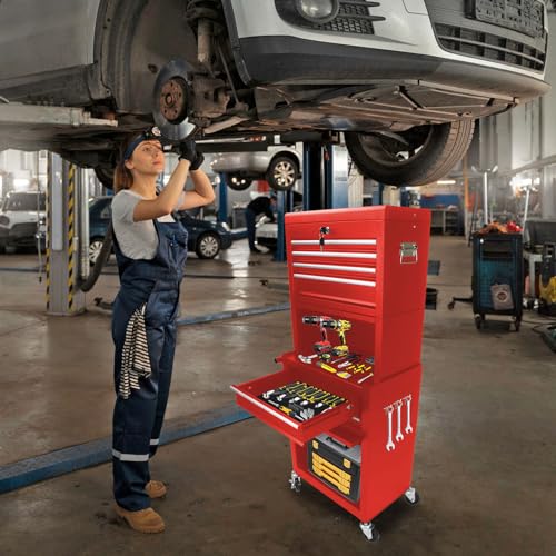 Rolling Tool Chest with 6 Drawers and Wheels, Clearance Tool Chest, Craftsman Tool Chest on Wheels with Lock for Garage and Auto Repair Stores, High Capacity, Detachable, Blue