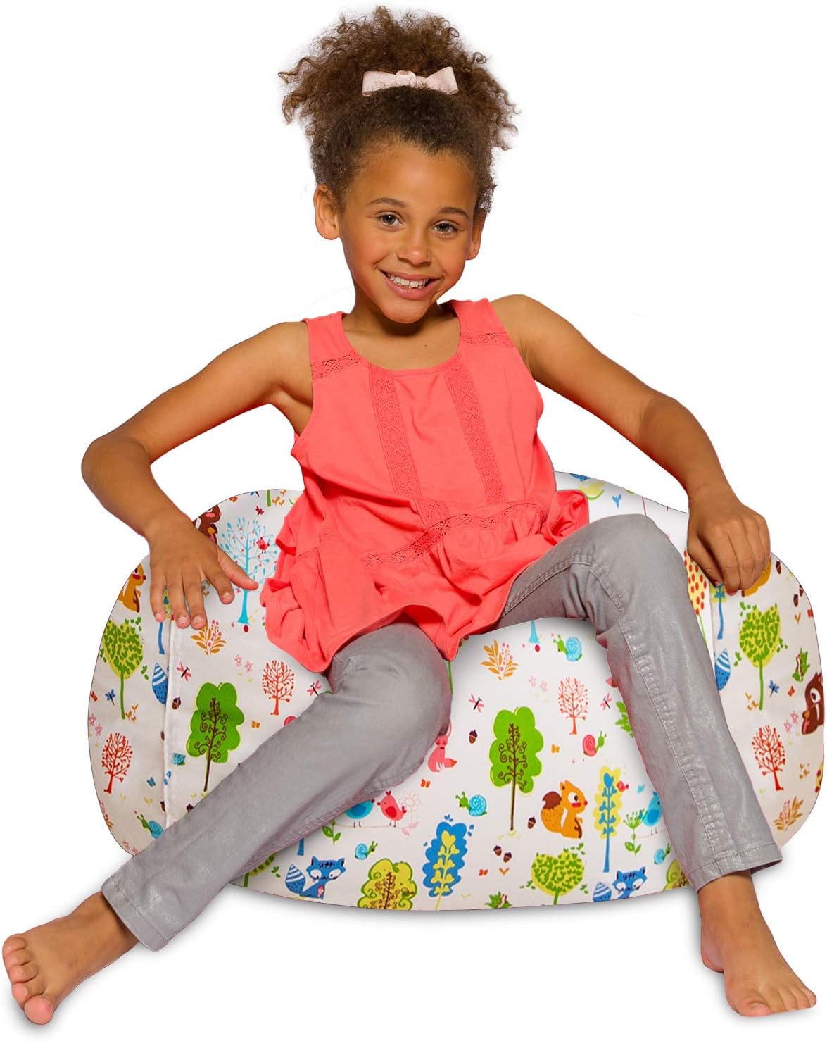 Posh Creations Bean Bag Chair for Kids, Teens, and Adults Includes Removable and Machine Washable Cover, 27in - Medium, Canvas Animals Forest Critters