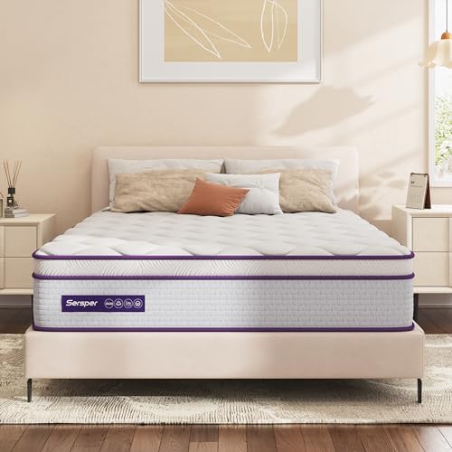 Sersper Full Size Mattress - 10 Inch Hybrid Mattress with Memory Foam & Heavier Coils - Ergonomic Design for Pressure Relief - Medium Firm Feel - CertiPUR-US Certified